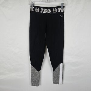 Pink Victoria's Secret Yoga Pants Women's Medium Black Gray Ankle Skinny Logo